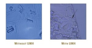 crystal image analysis showing UMH treated water